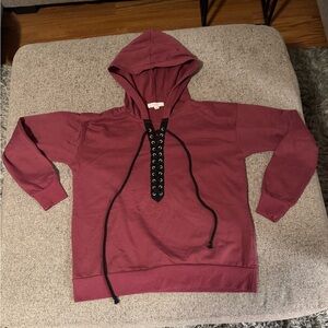 Active USA Maroon Lace-Up Hoodie